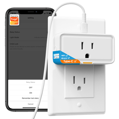 Tuya socket Power Monitor Plug APP Voice ทํางานกับอเล็กซ่า Google Home Smart Type c WiFi RF433 Outlet Plug