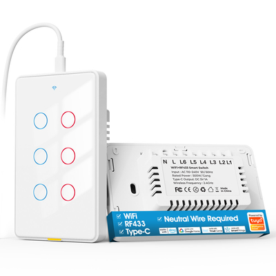 Tuya Wifi Switch Type C Timing Voice App Alexa Google Home Smart Home WiFi ไร้สาย RF433 US ติดต่อผนัง
