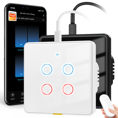 Tuya สวิตช์ WiFi ประเภท c การกําหนดเวลา แอพเสียง Google Home Smart Home EU Light Touch Wall WIFI RF433 110-240v สวิตช์ Alexa