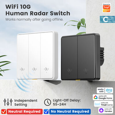 ซื้อ Tuya WiFi สวิตช์เซ็นเซอร์ตรวจจับการเคลื่อนไหวเรดาร์ของมนุษย์อัจฉริยะ 10G สำหรับไฟติดผนัง EU, ไม่ต้องใช้สายกลาง, รีโมทคอนโทรลผ่านแอป, ควบคุมด้วยเสียง, ตั้งเวลา, ควบคุมการแจ้งเตือนสำหรับบ้านอัจฉริยะ การผลิตออนไลน์