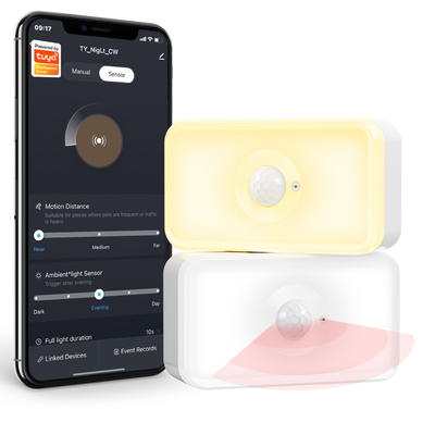 ราคาดี Tuya เซ็นเซอร์การเคลื่อนไหว LED PIR WiFi เซ็นเซอร์การเคลื่อนไหวของร่างกายมนุษย์ สีขาวอบอุ่น แบบ c เซ็นเซอร์แสงกลางคืน ออนไลน์