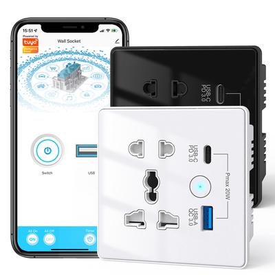ราคาดี Wifi Wall Universal Socket Type C + USB Fast Charging สําหรับสหรัฐอเมริกา สหภาพยุโรป สหราชอาณาจักร พล็อก APP ระยะไกล Tuya Smart Home Automation ออนไลน์