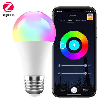 ราคาดี Tuya Zigbee 10W โคมไฟฉลาด E27 RGB โคมไฟ LED ปรับระดับเวลา Smart Life APP การควบคุมเสียงสําหรับ Google Home Alexa ออนไลน์