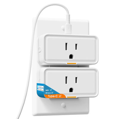 ราคาดี Tuya Smart Socket พร้อมการติดตามพลังงาน, WiFi และ RF433 Plug, Type C Outlet, App และ Voice Control, รองรับกับ Alexa และ Google Home ออนไลน์