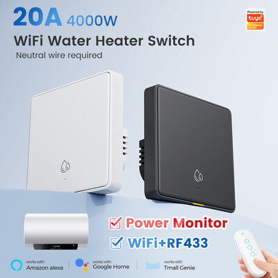 ราคาดี 20A WiFi RF433 สวิตช์สําหรับเครื่องทําน้ําอุ่น Tuya Smart Home 4000W การนับเวลาถอยหลัง เครื่องปรับกําแพงไร้สาย APP การควบคุมเสียงกับ Alexa Google Home ออนไลน์